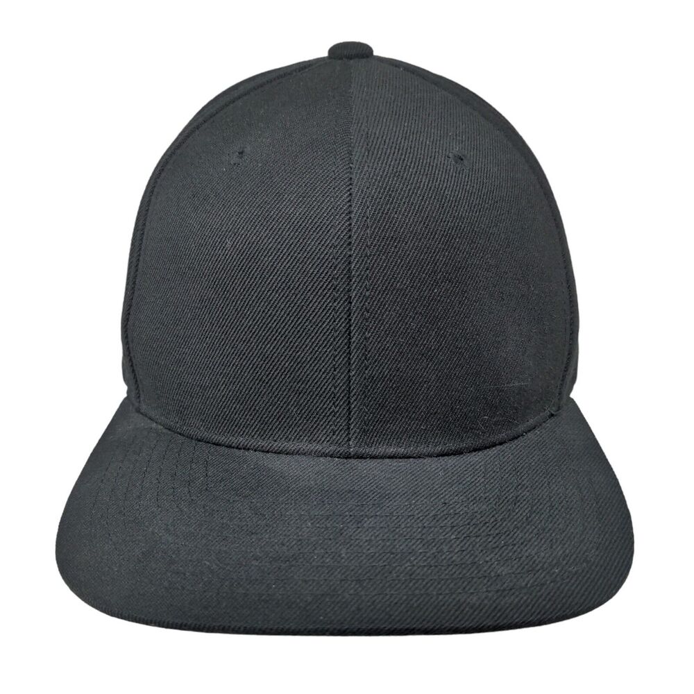 Yupoong Men's Snapback Hat Black Adjustable Blank Acrylic Wool Blend